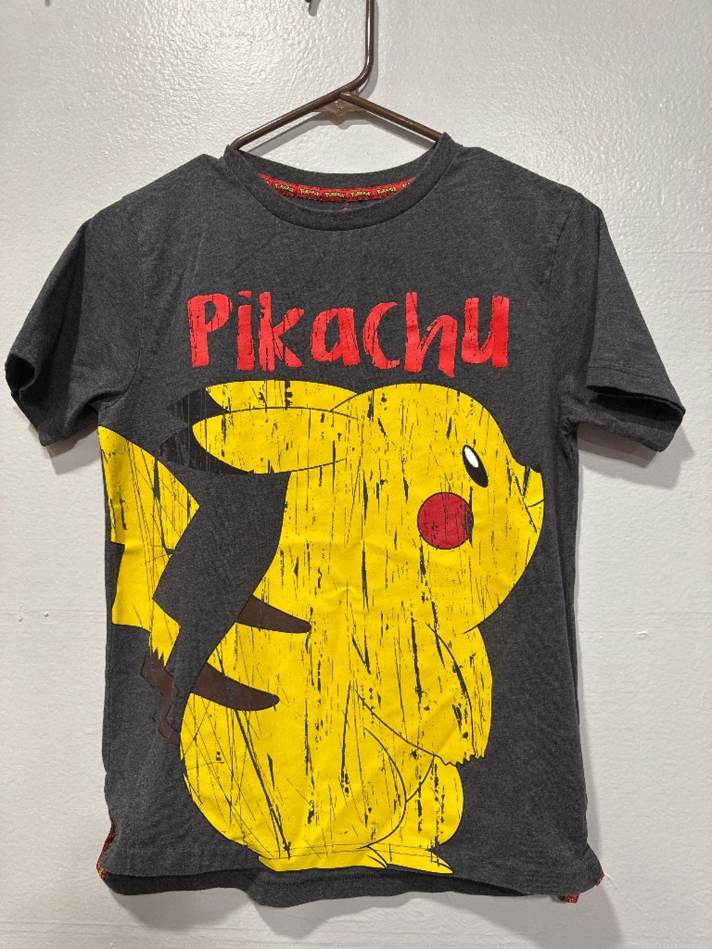Pokemon Pikachu Graphic Tee Boys Size 14 Gray Short Sleeve T-Shirt